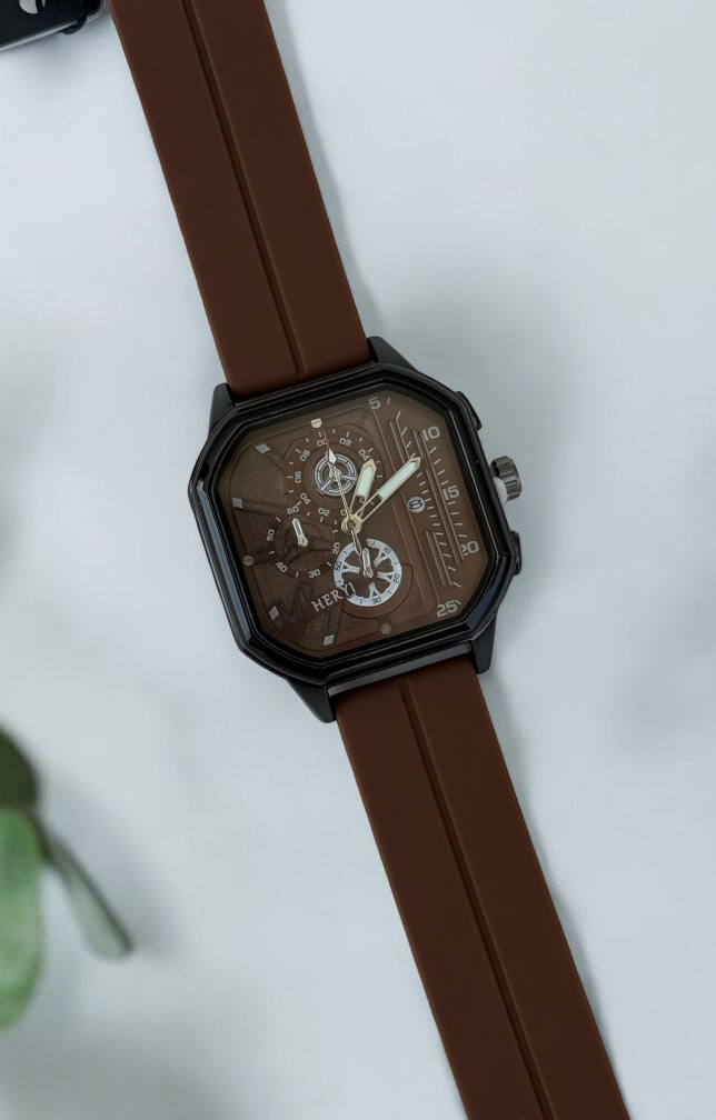 Heryi Magnetic Lock Watch – Premium Silicon Straps And Square Dial Watch