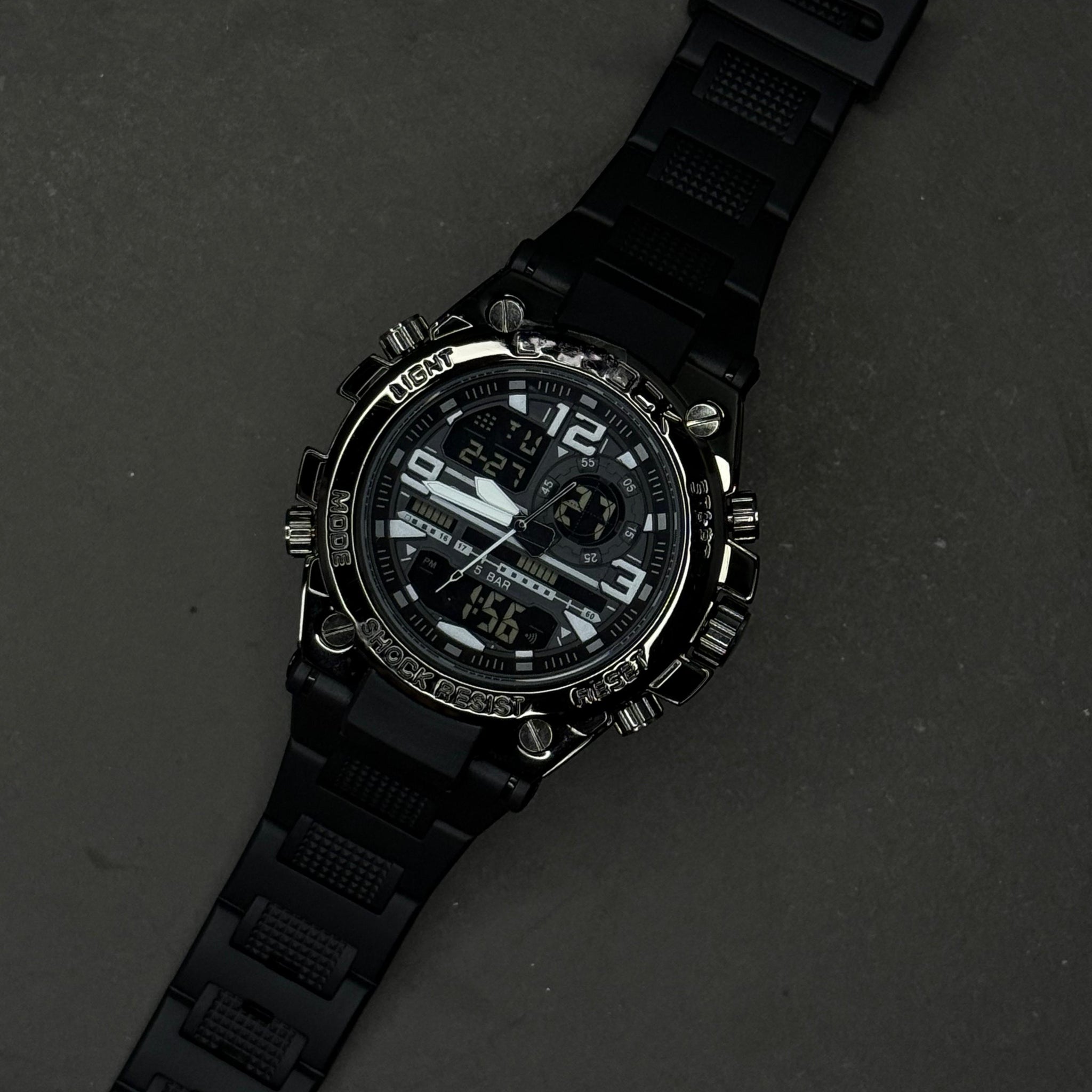 Premium Sports Watch with Metallic Dial – Dual Time, LED Light & Waterproof