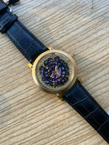 Dragon Engraved Transparent Dial Watch