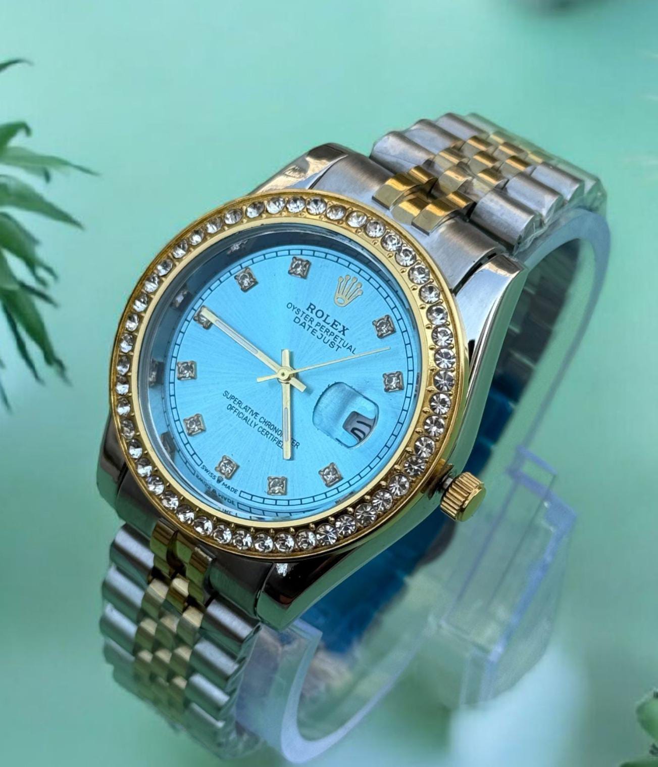 Rolex Stones Watch - Stainless Steel Premium Watch