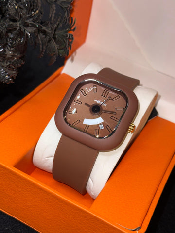 Heryi Square Dial Watch - Sleek Matte Black Silicone Strap