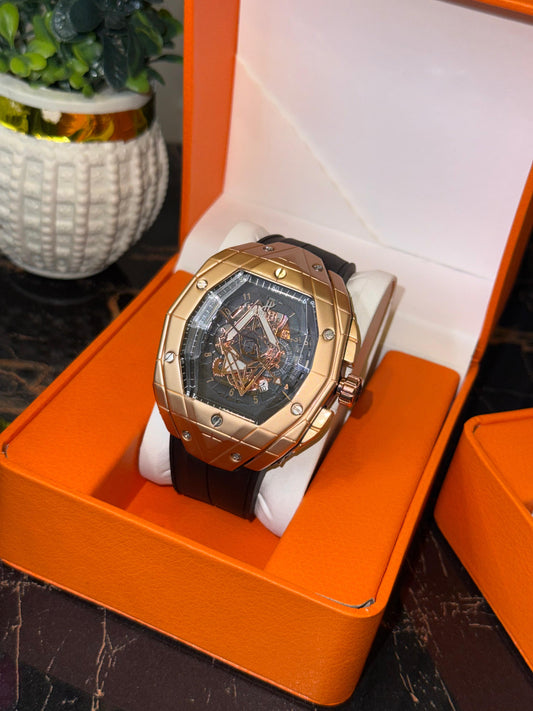 HB Diamond Cut Glass Watch with Master Lock