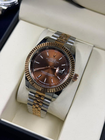 Rollie Chocolate Dial Stainless Steel Watch