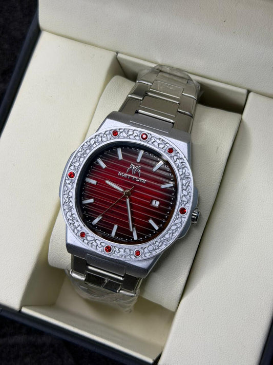 Matturi Stainless Steel Watch – Stone-Engraved Bezel