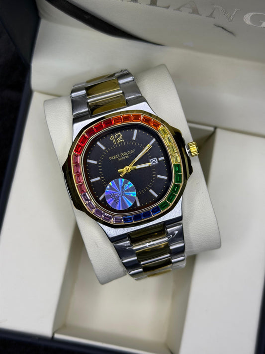 PP Stainless Steel Watch with Stone-Engraved Beze