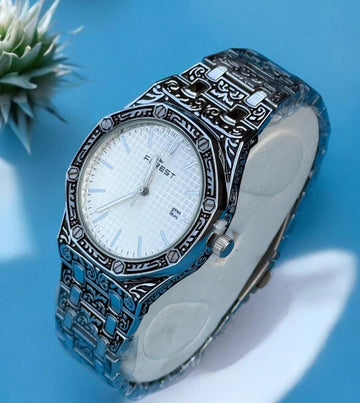 Forest Luxury Engraved Silver Watch – A Timeless Masterpiece