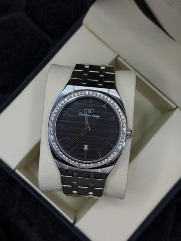 Success Way Stainless Steel Watch -  Stone Engraved Bezel